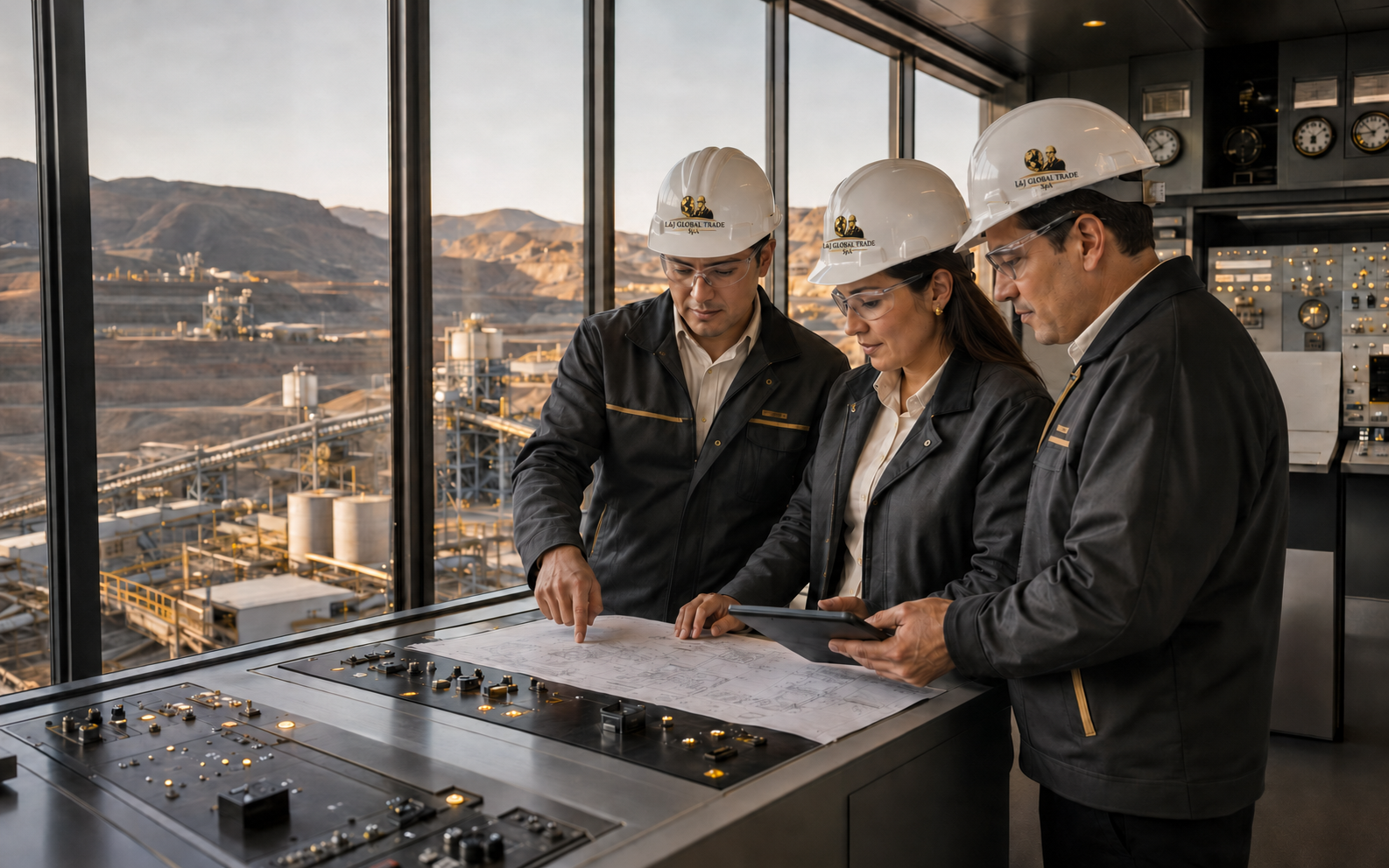 Equipo técnico-comercial coordinando una solución en una operación minera industrial